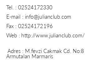 Julian Club Hotel iletiim bilgileri